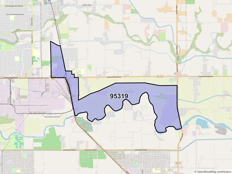 Map of Empire, California and ZIP codes