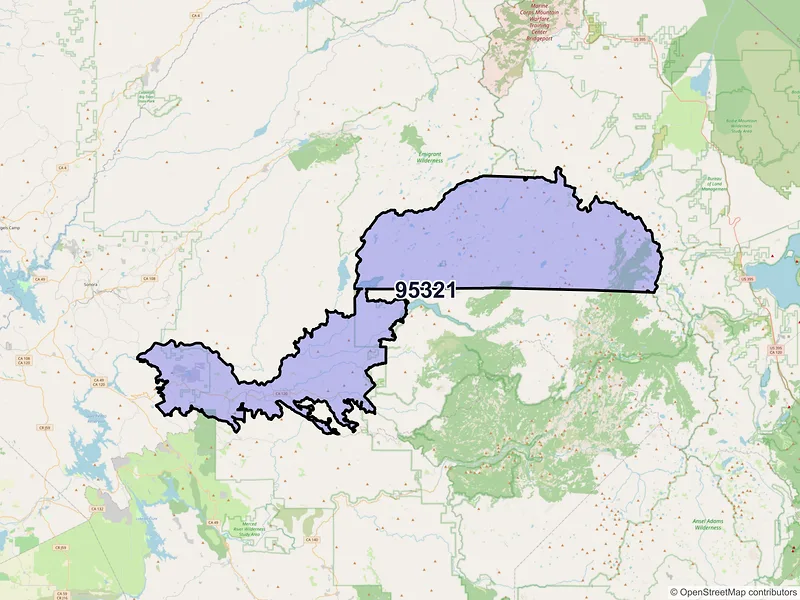 Map of ZIP Code 95321 — Groveland, CA
