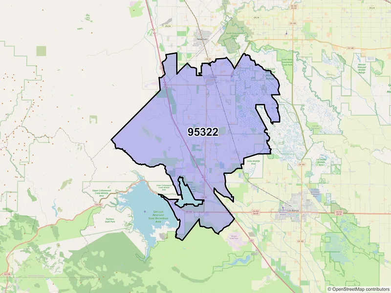 Map of ZIP Code 95322 — Gustine, CA