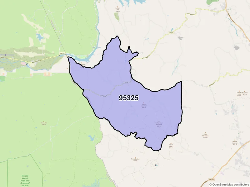 Map of ZIP Code 95325 — Hornitos, CA