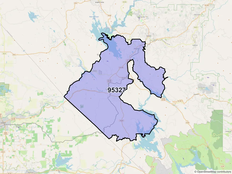 Map of ZIP Code 95327 — Jamestown, CA