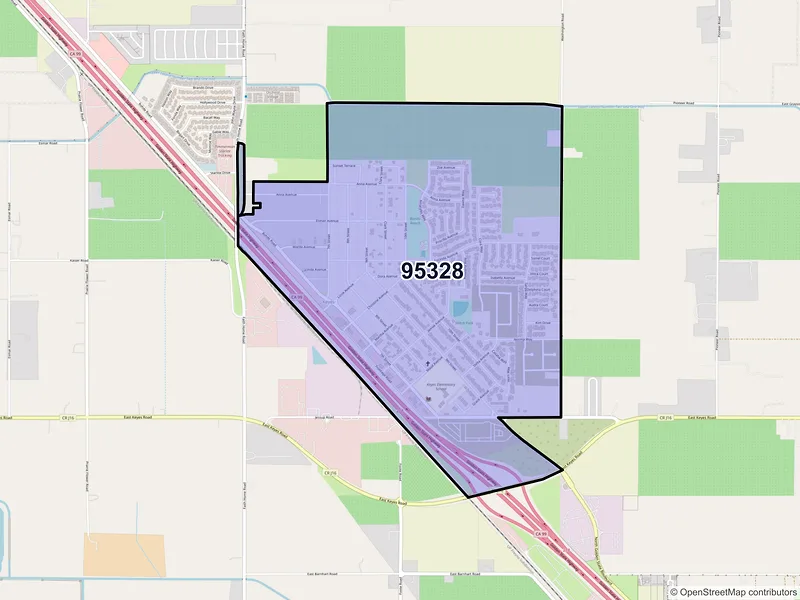 Map of ZIP Code 95328 — Keyes, CA