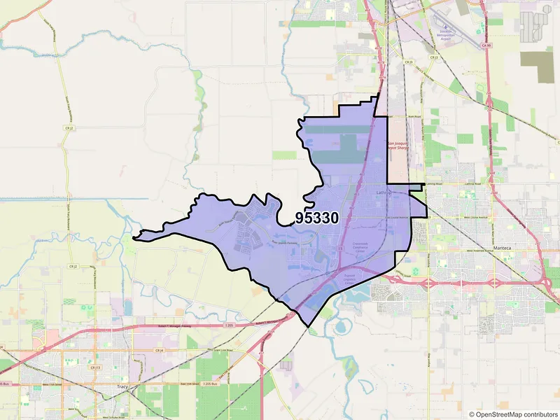 Map of ZIP Code 95330 — Lathrop, CA