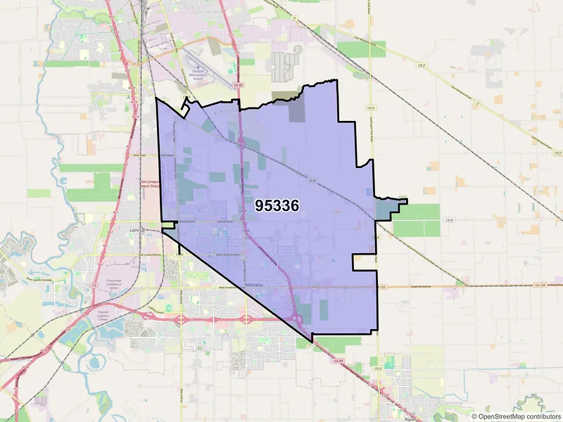 Map of ZIP Code 95336 — Manteca, CA