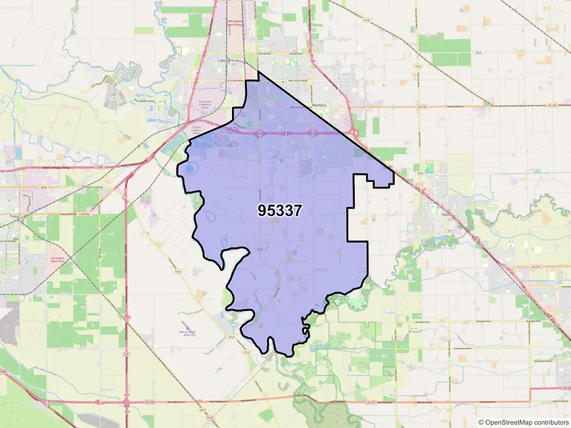 Map of ZIP Code 95337 — Manteca, CA