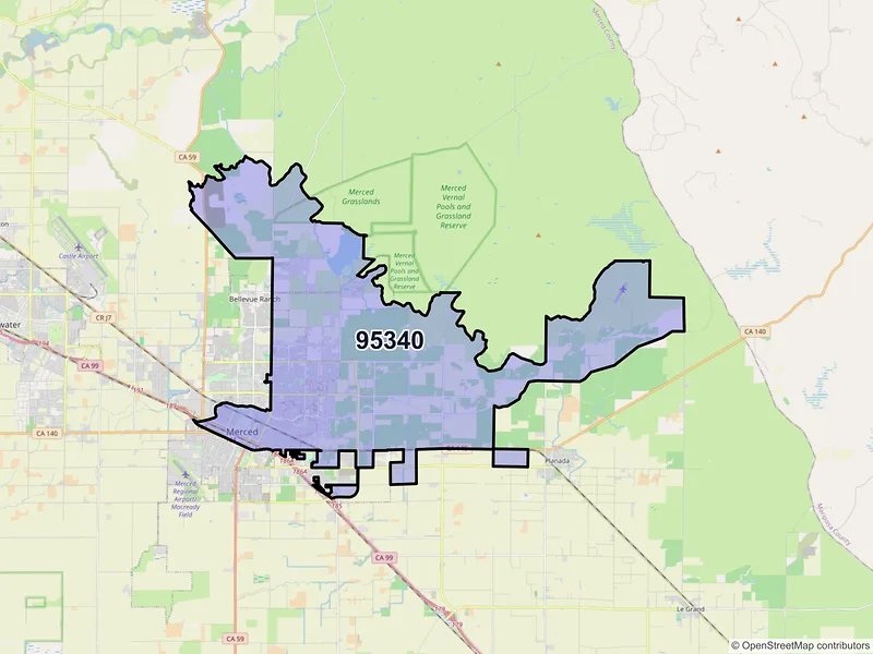 Map of ZIP Code 95340 — Merced, CA