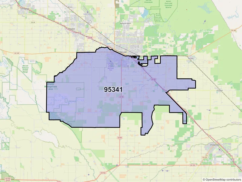 Map of ZIP Code 95341 — Merced, CA