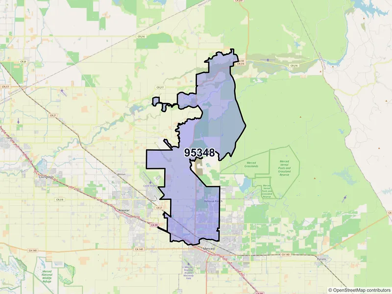 Map of ZIP Code 95348 — Merced, CA