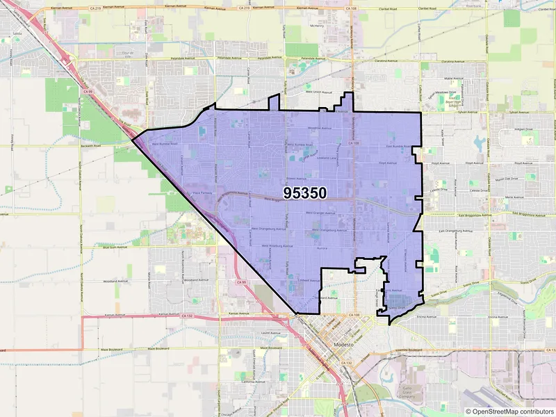 Map of ZIP Code 95350 — Modesto, CA