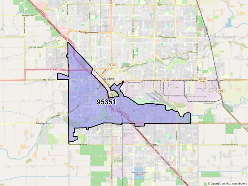 Map of ZIP Code 95351 — Modesto, CA