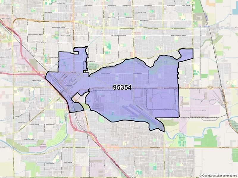 Map of ZIP Code 95354 — Modesto, CA