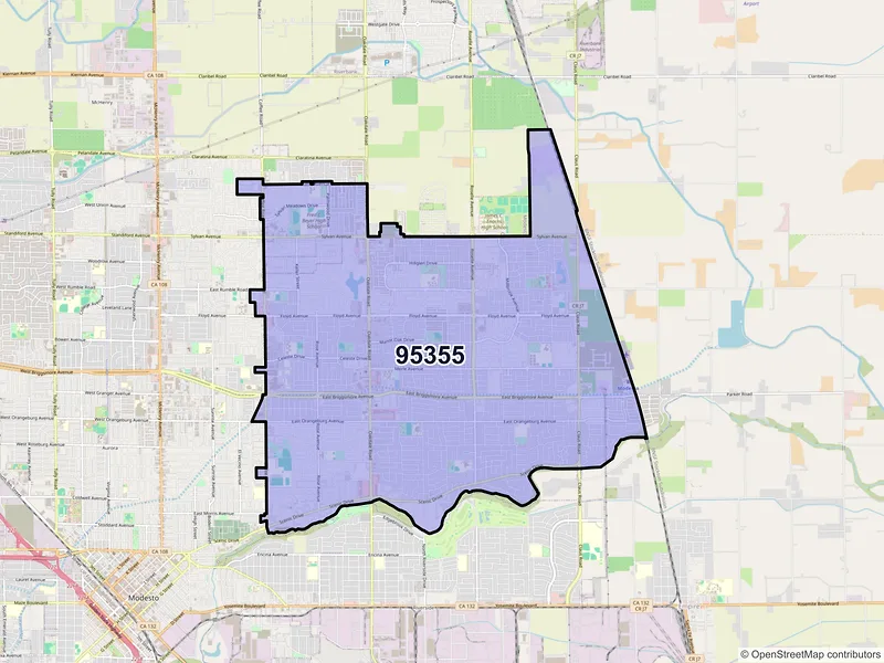 Map of ZIP Code 95355 — Modesto, CA