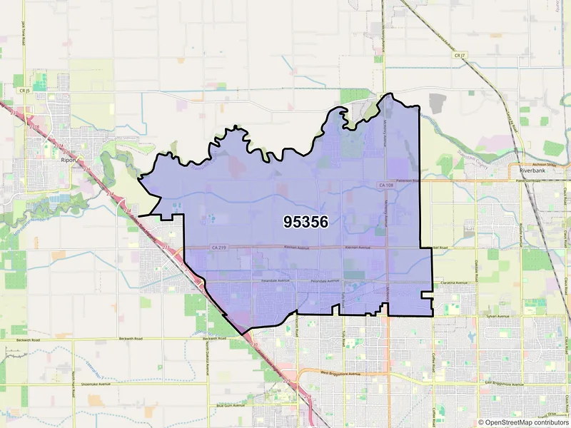 Map of ZIP Code 95356 — Modesto, CA