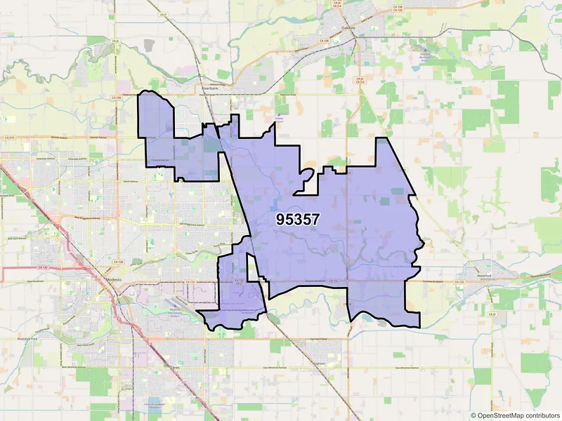Map of ZIP Code 95357 — Modesto, CA