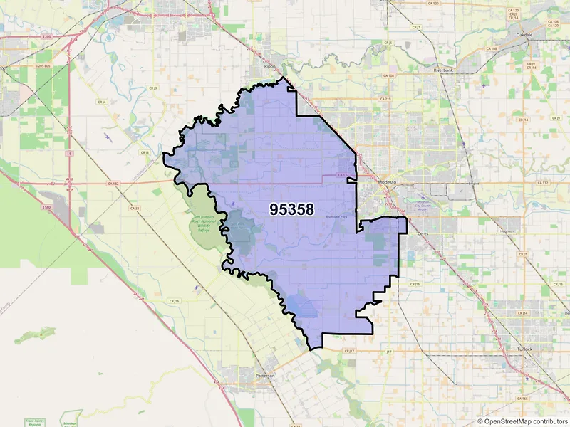 Map of ZIP Code 95358 — Modesto, CA