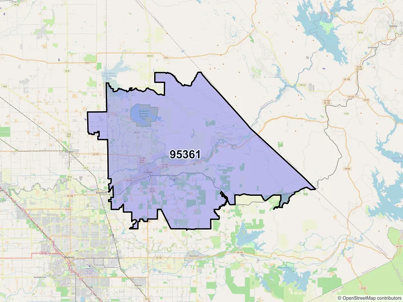 Map of ZIP Code 95361 — Oakdale, CA