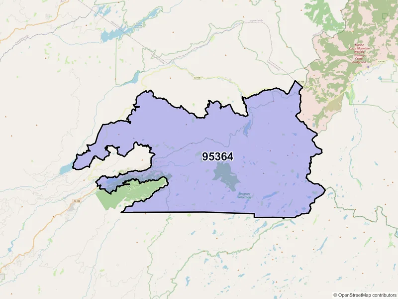 Map of ZIP Code 95364 — Pinecrest, CA