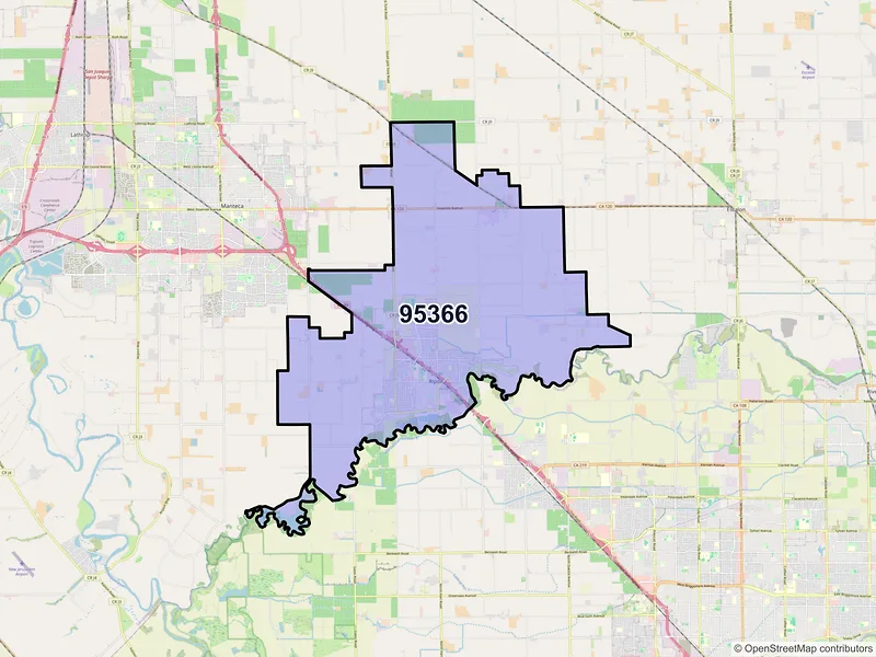 Map of ZIP Code 95366 — Ripon, CA