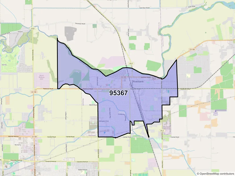 Map of ZIP Code 95367 — Riverbank, CA