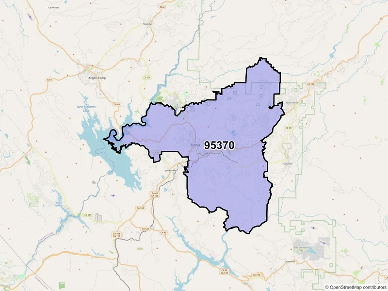 Map of ZIP Code 95370 — Sonora, CA