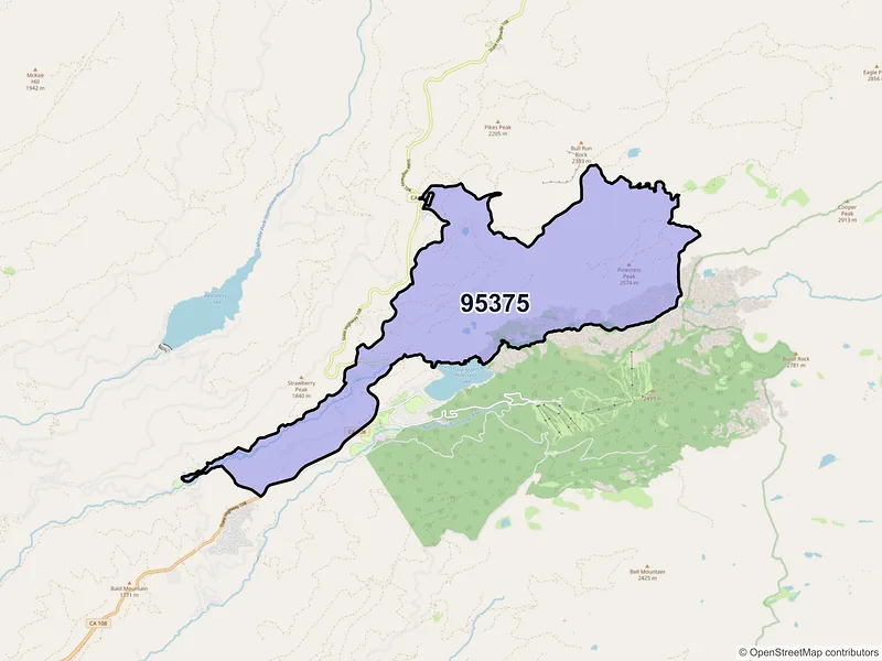 Map of Strawberry, California and ZIP codes