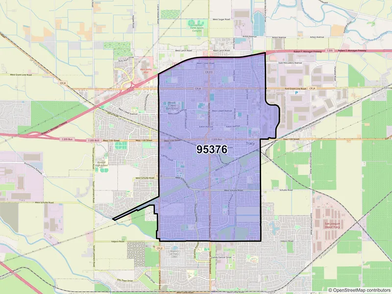 Map of ZIP Code 95376 — Tracy, CA