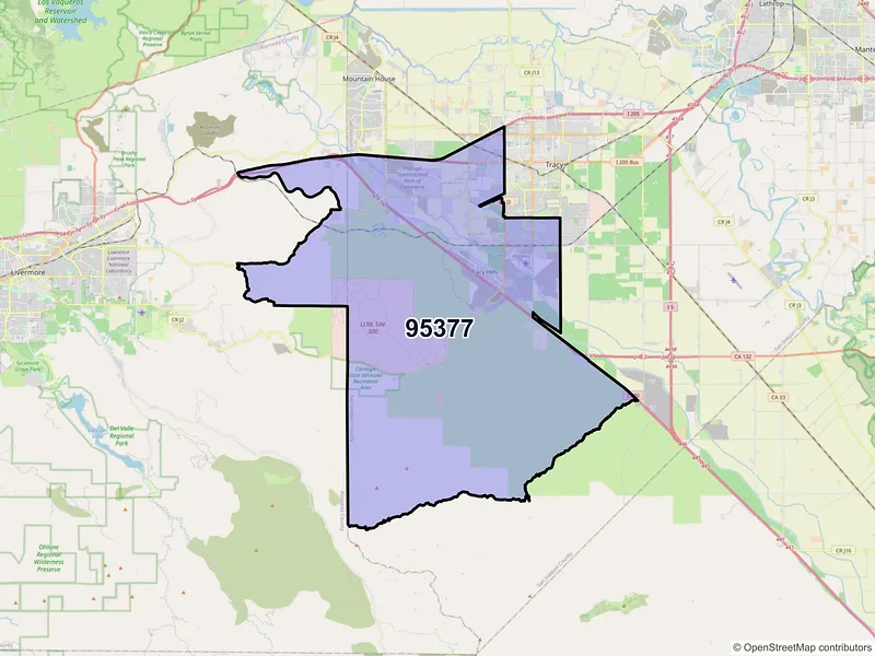 Map of ZIP Code 95377 — Tracy, CA