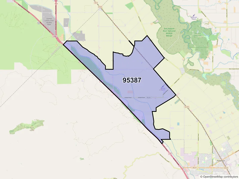 Map of Westley, California and ZIP codes