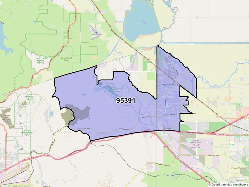 Map of ZIP Code 95391 — Tracy, CA