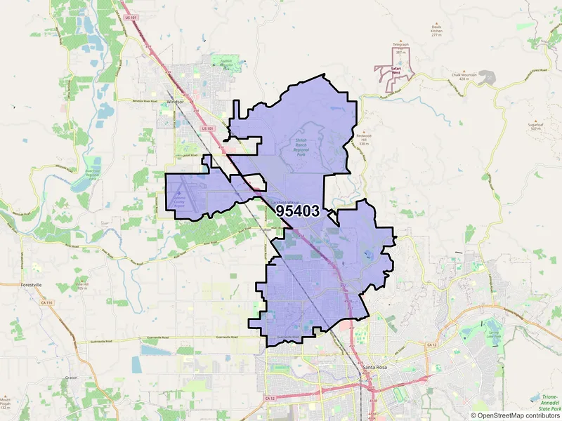 Map of ZIP Code 95403 — Santa Rosa, CA