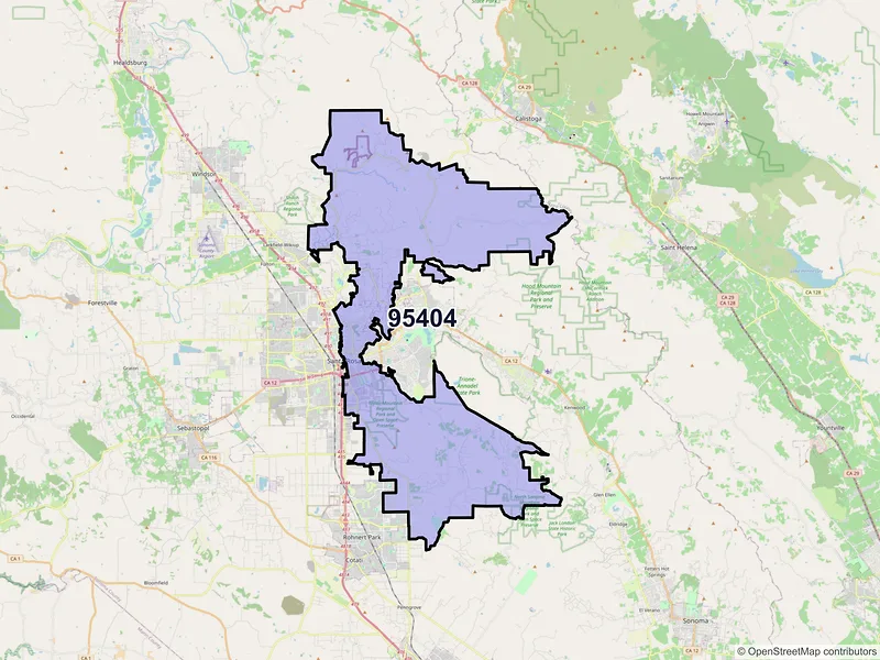 Map of ZIP Code 95404 — Santa Rosa, CA