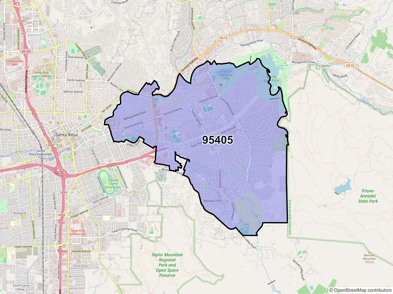 Map of ZIP Code 95405 — Santa Rosa, CA