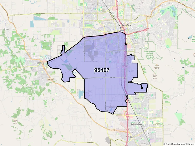 Map of ZIP Code 95407 — Santa Rosa, CA
