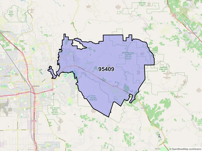 Map of ZIP Code 95409 — Santa Rosa, CA