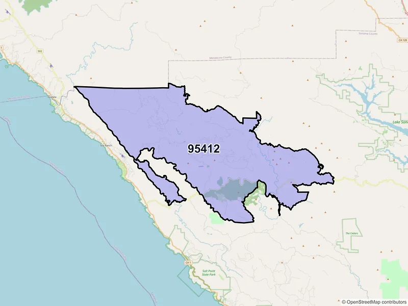 Map of ZIP Code 95412 — Annapolis, CA