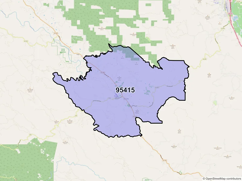 Map of ZIP Code 95415 — Boonville, CA