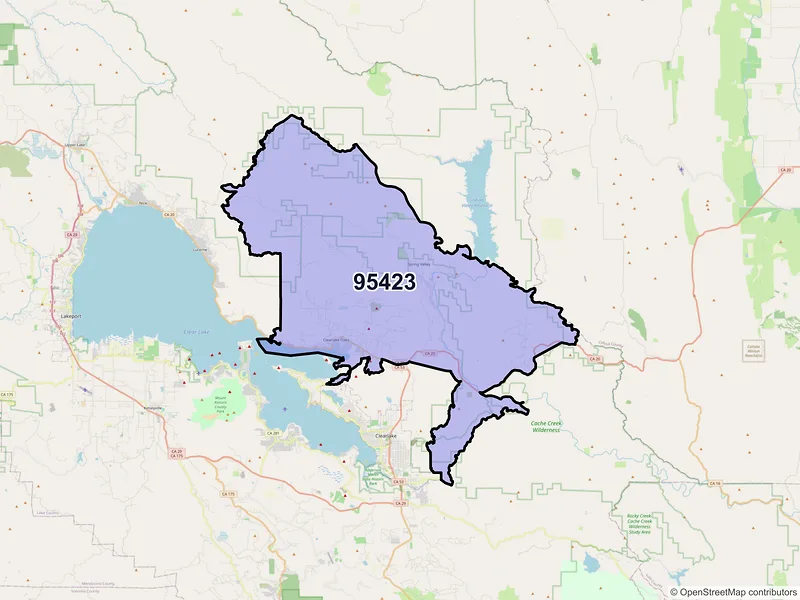 Map of ZIP Code 95423 — Clearlake Oaks, CA