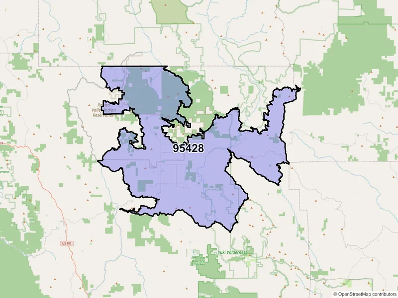 Map of ZIP Code 95428 — Covelo, CA