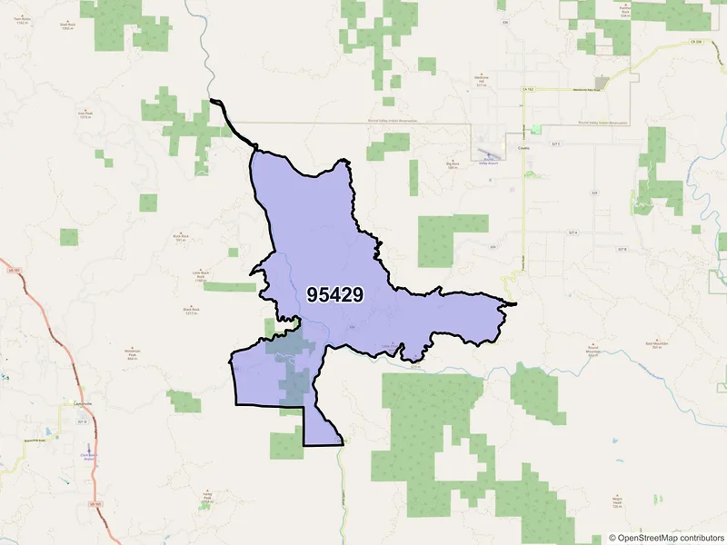 Map of ZIP Code 95429 — Dos Rios, CA