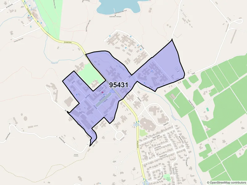 Map of Eldridge, California and ZIP codes