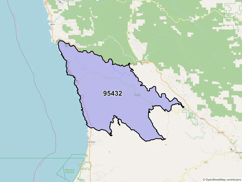Map of ZIP Code 95432 — Elk, CA