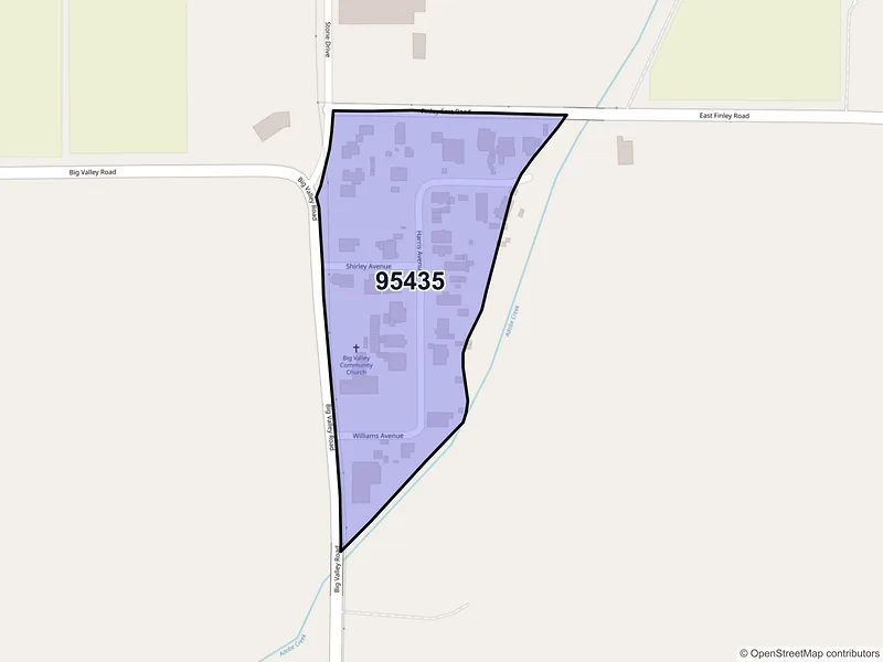 Map of Finley, California and ZIP codes
