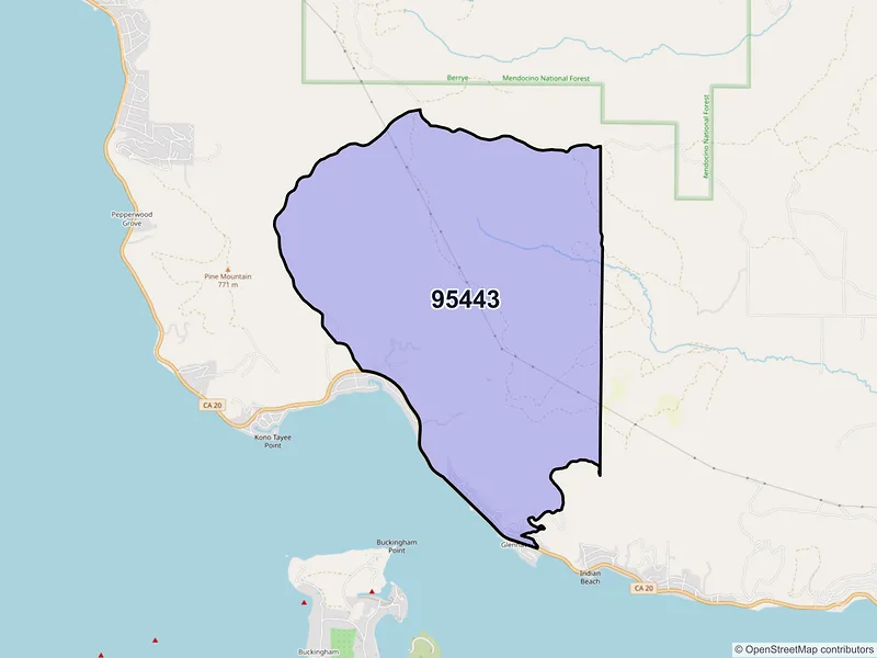 Map of ZIP Code 95443 — Glenhaven, CA