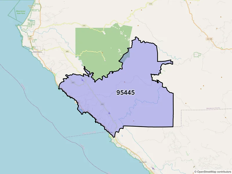 Map of ZIP Code 95445 — Gualala, CA