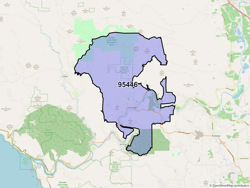 Map of ZIP Code 95446 — Guerneville, CA