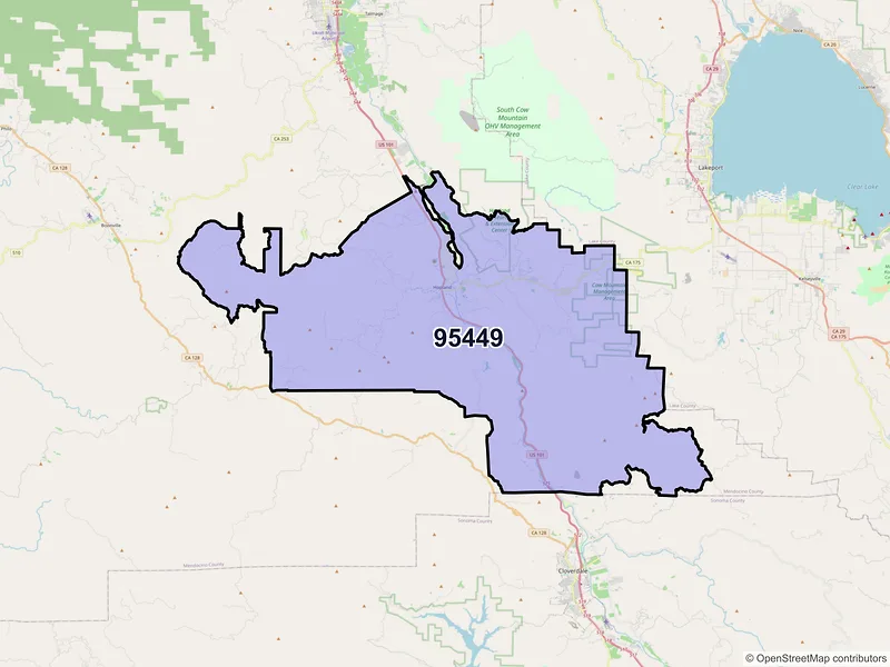 Map of ZIP Code 95449 — Hopland, CA