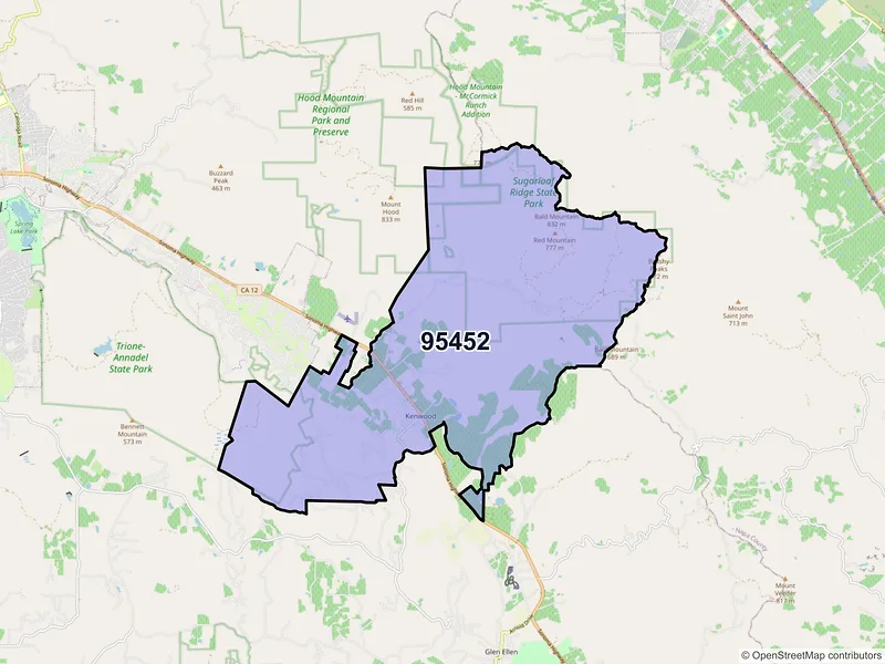 Map of ZIP Code 95452 — Kenwood, CA