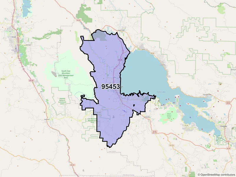 Map of ZIP Code 95453 — Lakeport, CA