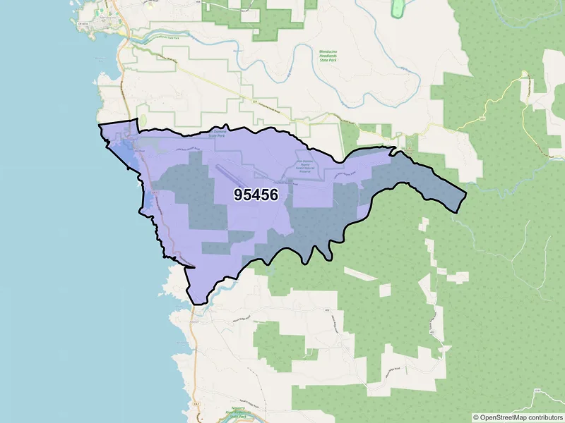 Map of ZIP Code 95456 — Little River, CA