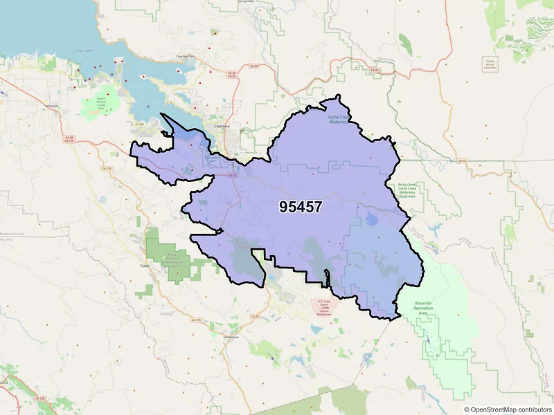 Map of ZIP Code 95457 — Lower Lake, CA